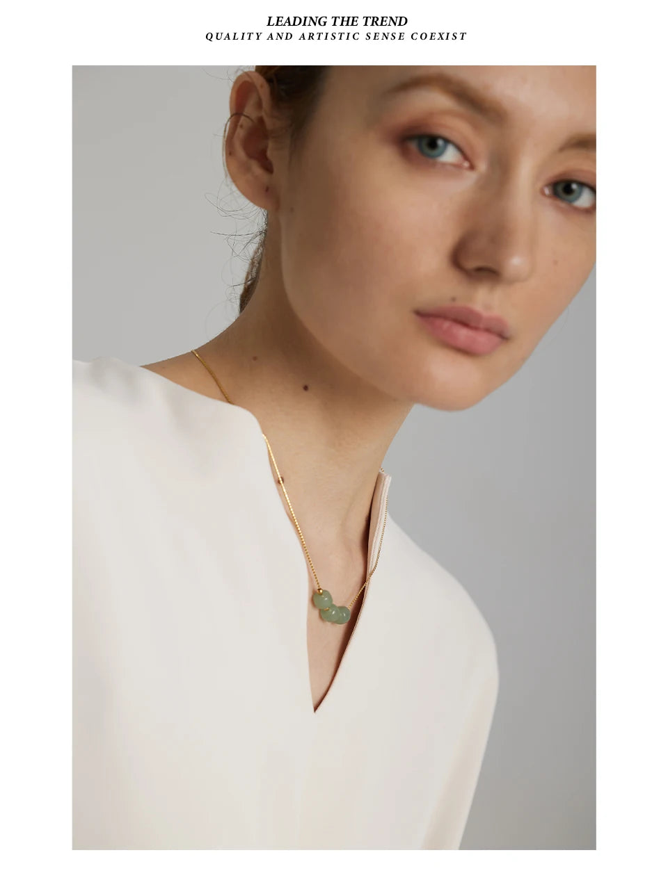 Yhpup Stainless Steel Green Aventurine Pendant Necklace Stylish 18 K Plated Metal Collar Necklace бежутерия женская колье Gift