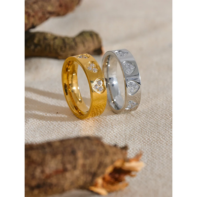 Lumière Heart Ring in Stainless Steel with Zirconia 