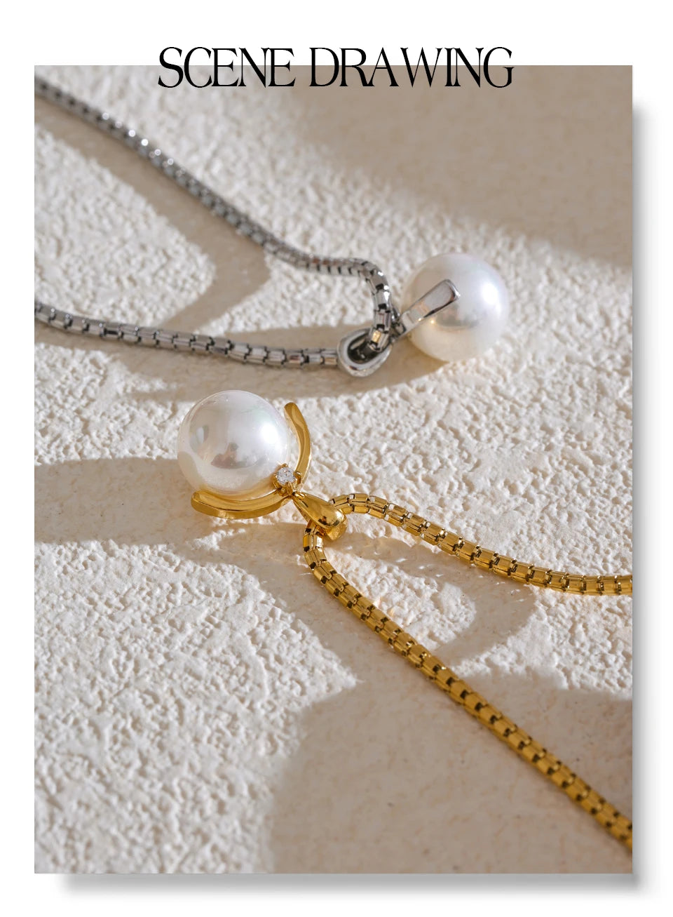 Yhpup 40+7cm New High Quality Elegant Simulated Pearls Round Pendant Necklace for Women Versatile Stainless Steel Collar Jewelry