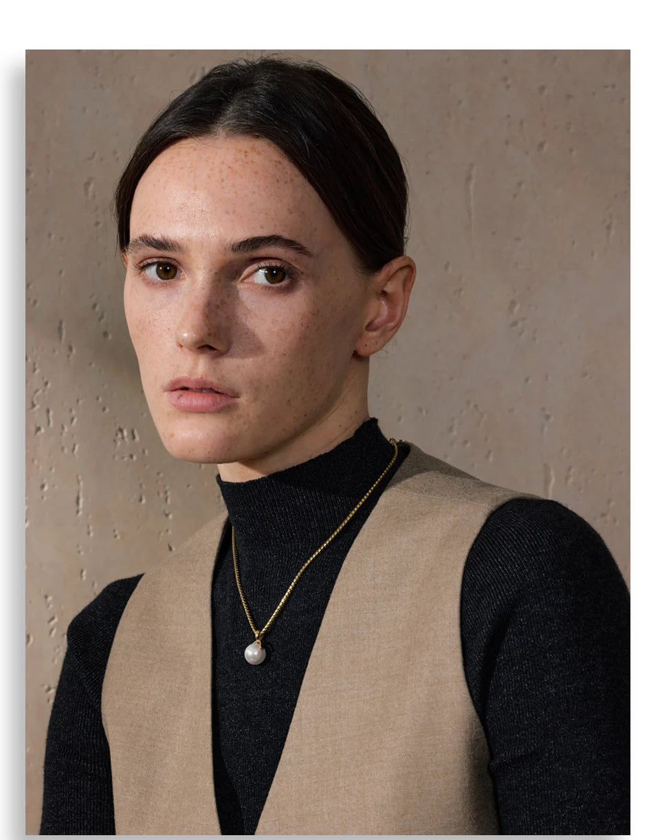 Yhpup 40+7cm New High Quality Elegant Simulated Pearls Round Pendant Necklace for Women Versatile Stainless Steel Collar Jewelry