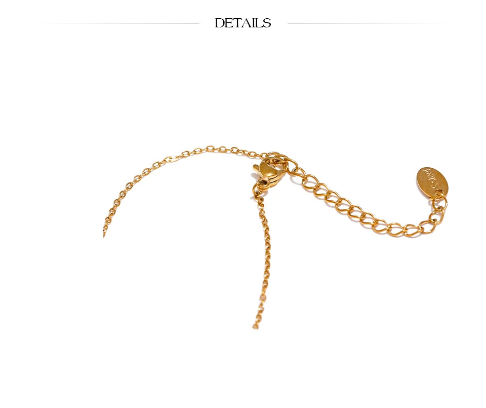 Yhpup Natural Stone Water Drop Exquisite Pendant Chic Necklace 18K Gold Color Plated Stainless Steel Premium Jewelry for Women