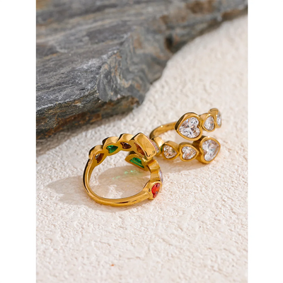 Zirconia Heart Ring in Stainless Steel