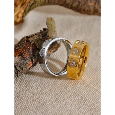 Lumière Heart Ring in Stainless Steel with Zirconia 