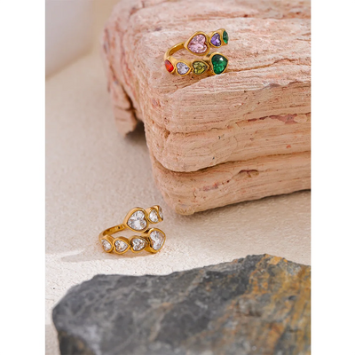 Zirconia Heart Ring in Stainless Steel