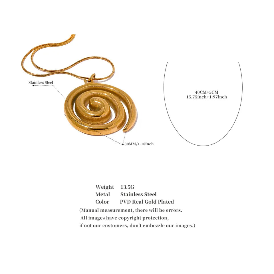 Yhpup Trendy Stainless Steel Round Circle Pendant Necklace 18K PVD Plated Waterproof Statement Neck Jewelry Bijoux Femme New