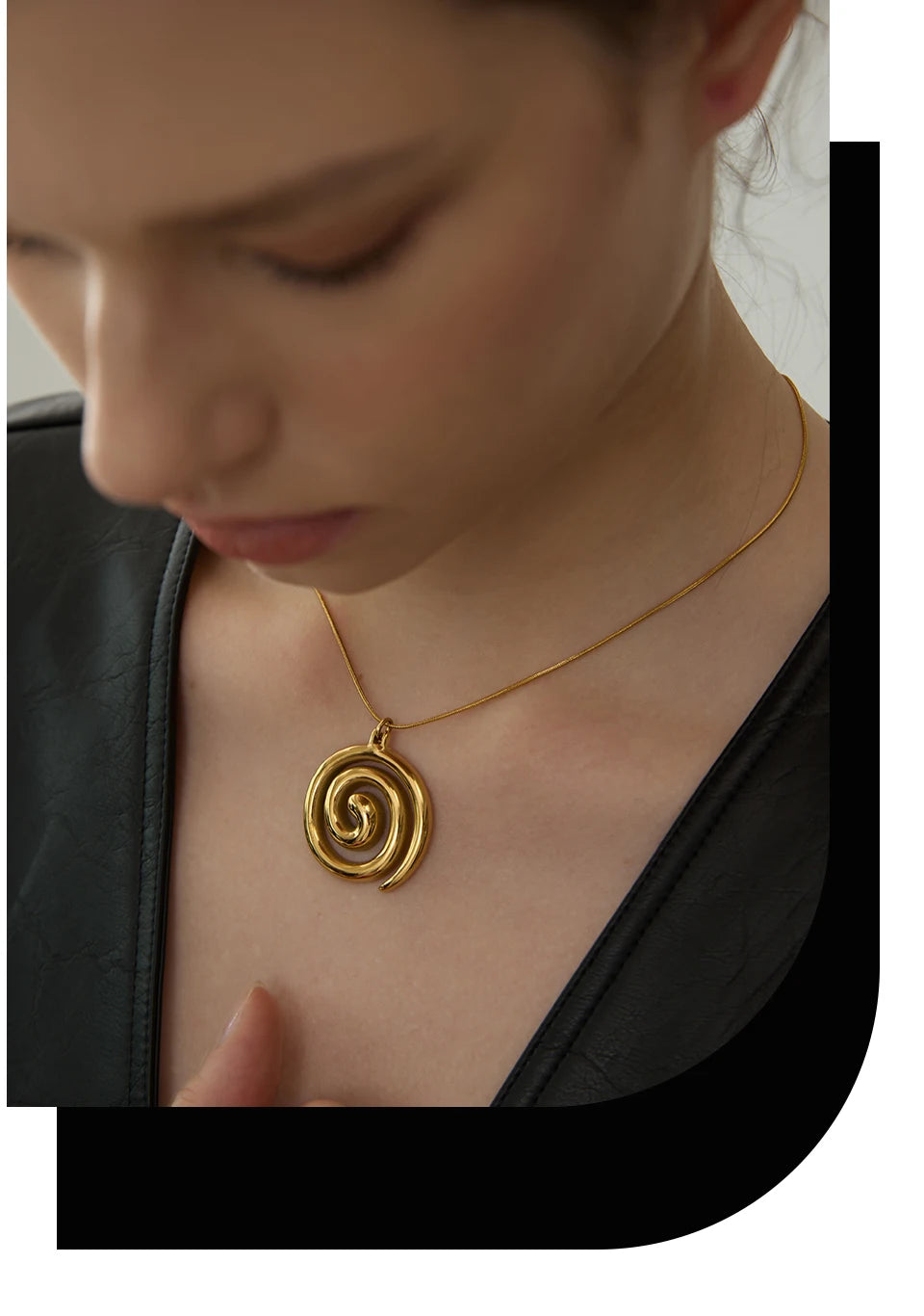 Yhpup Trendy Stainless Steel Round Circle Pendant Necklace 18K PVD Plated Waterproof Statement Neck Jewelry Bijoux Femme New