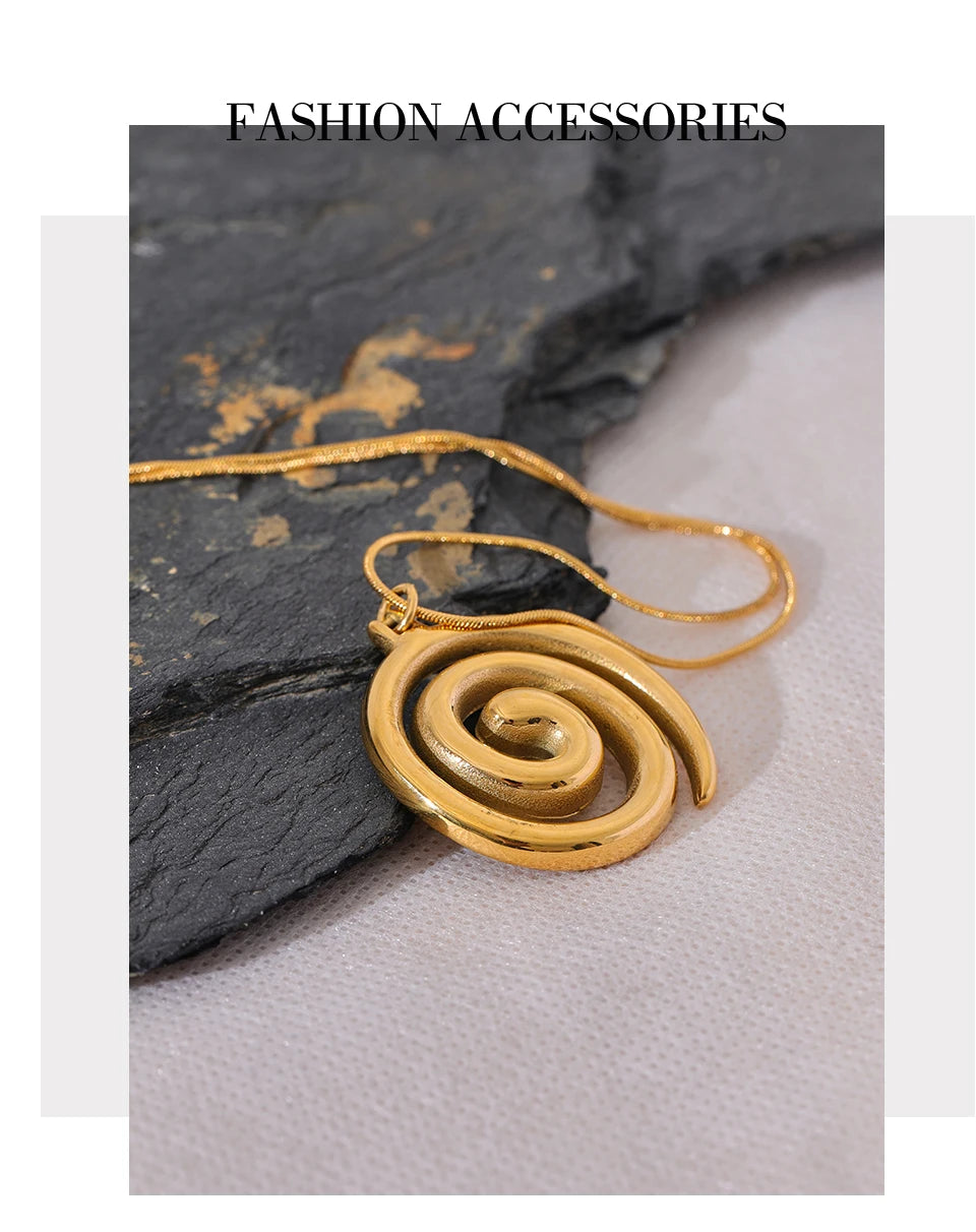 Yhpup Trendy Stainless Steel Round Circle Pendant Necklace 18K PVD Plated Waterproof Statement Neck Jewelry Bijoux Femme New