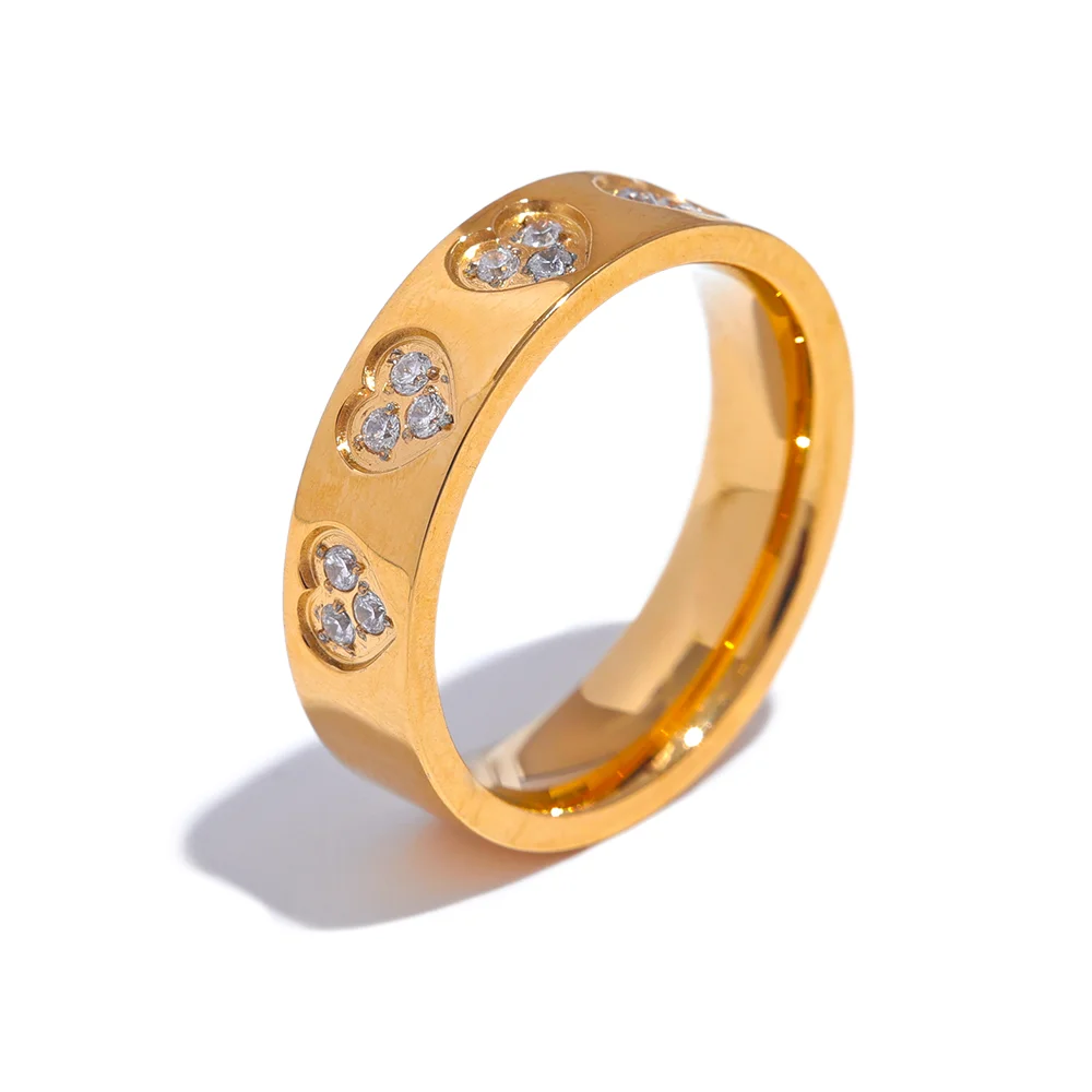 Lumière Heart Ring in Stainless Steel with Zirconia 