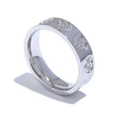 Lumière Heart Ring in Stainless Steel with Zirconia 