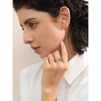 Zirconia Heart Ring in Stainless Steel