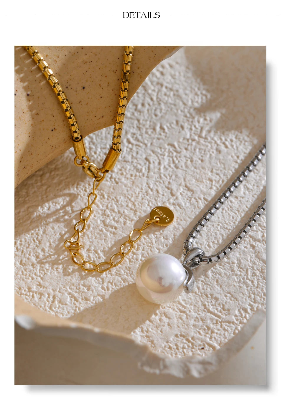 Yhpup 40+7cm New High Quality Elegant Simulated Pearls Round Pendant Necklace for Women Versatile Stainless Steel Collar Jewelry