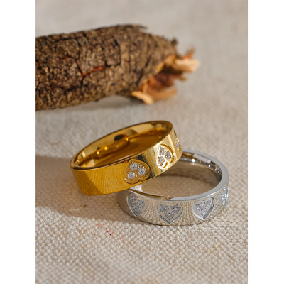Lumière Heart Ring in Stainless Steel with Zirconia 