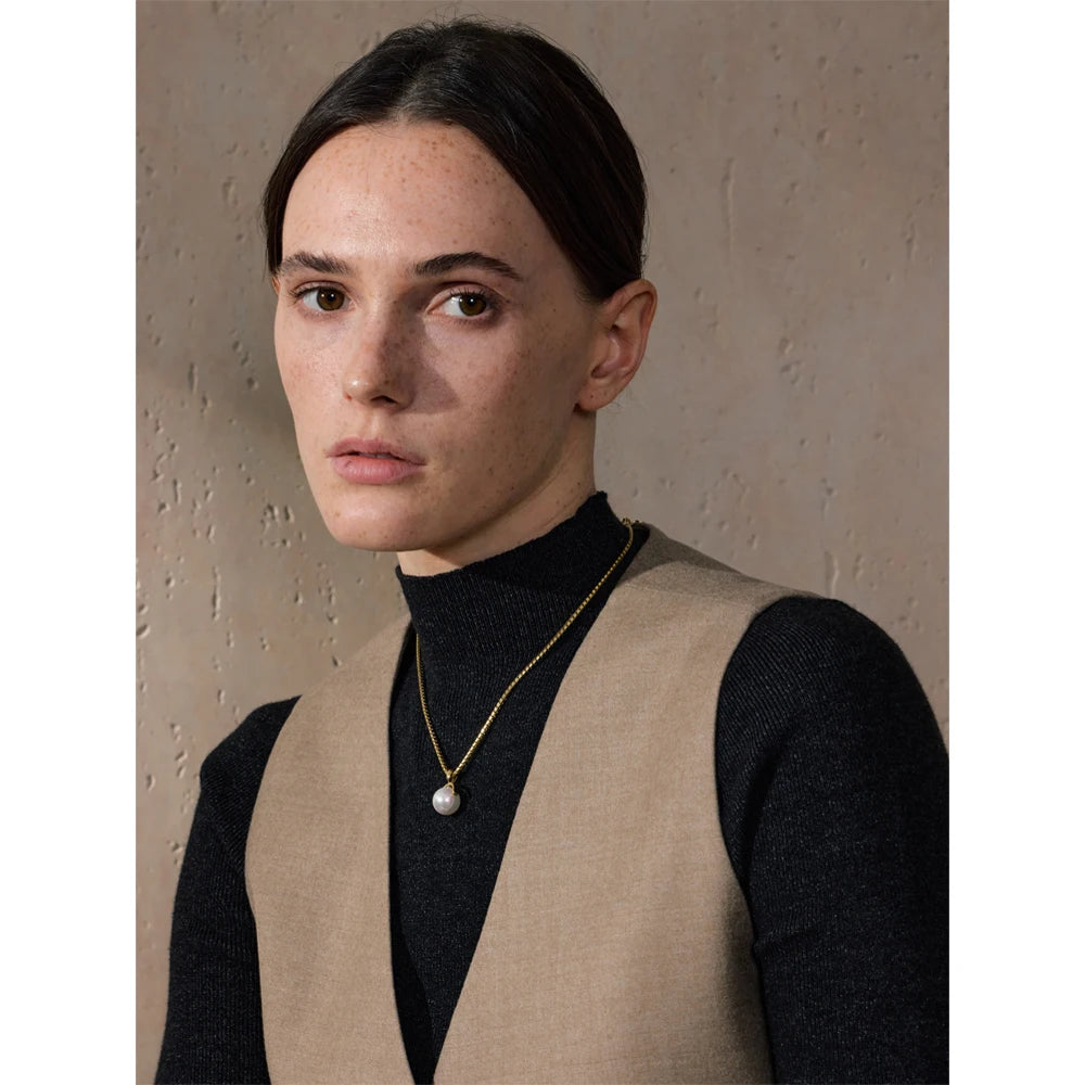 Yhpup 40+7cm New High Quality Elegant Simulated Pearls Round Pendant Necklace for Women Versatile Stainless Steel Collar Jewelry