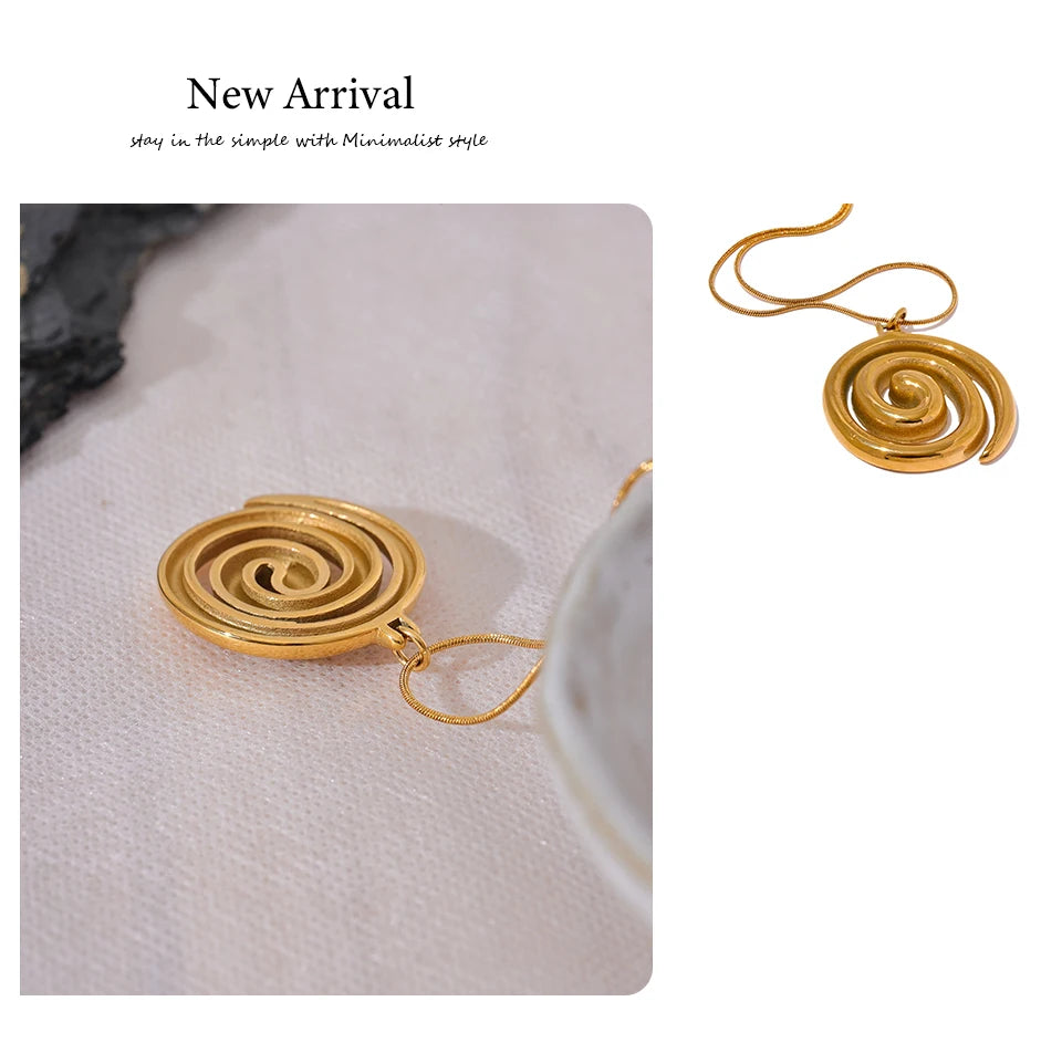 Yhpup Trendy Stainless Steel Round Circle Pendant Necklace 18K PVD Plated Waterproof Statement Neck Jewelry Bijoux Femme New