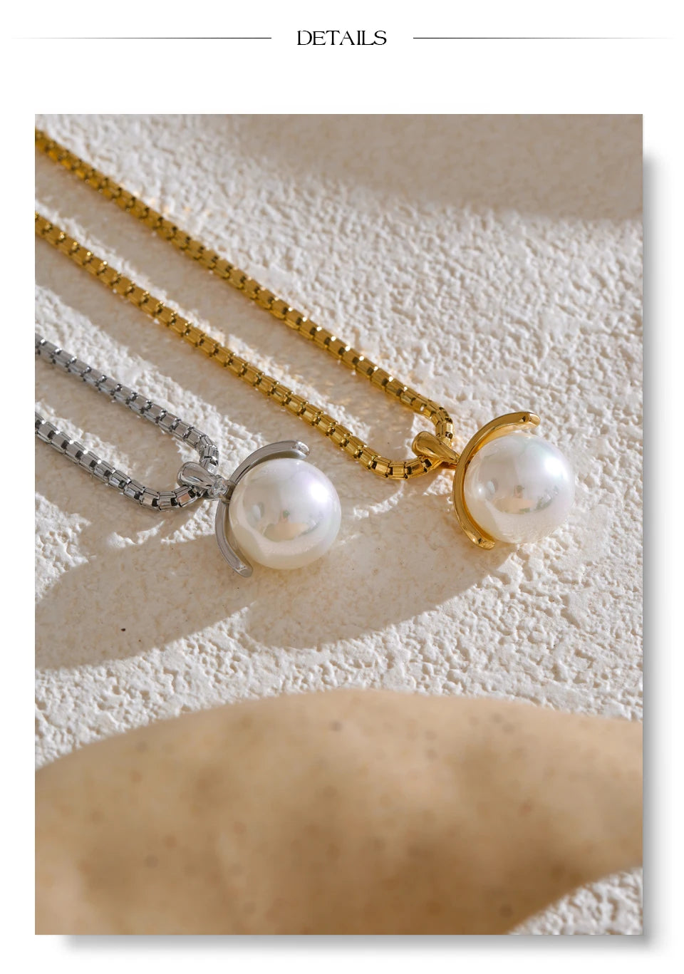 Yhpup 40+7cm New High Quality Elegant Simulated Pearls Round Pendant Necklace for Women Versatile Stainless Steel Collar Jewelry