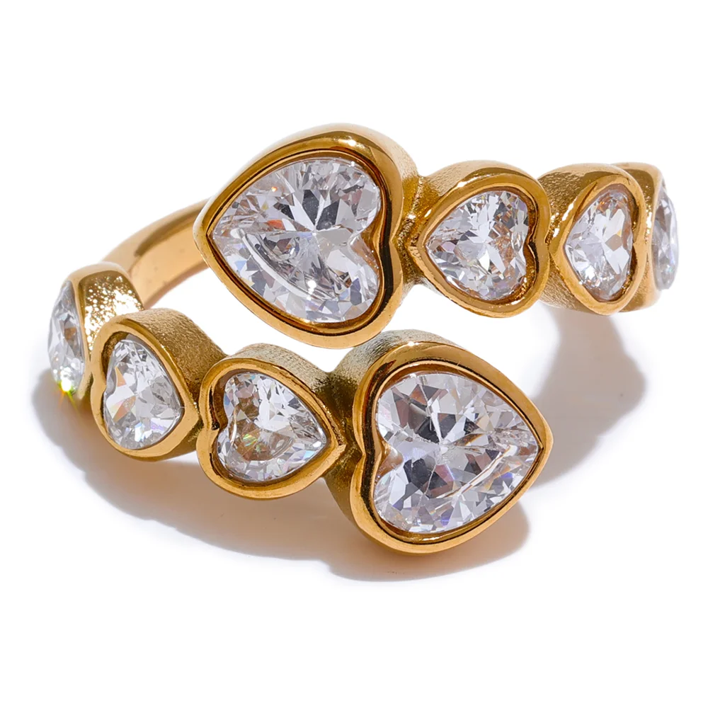 Zirconia Heart Ring in Stainless Steel
