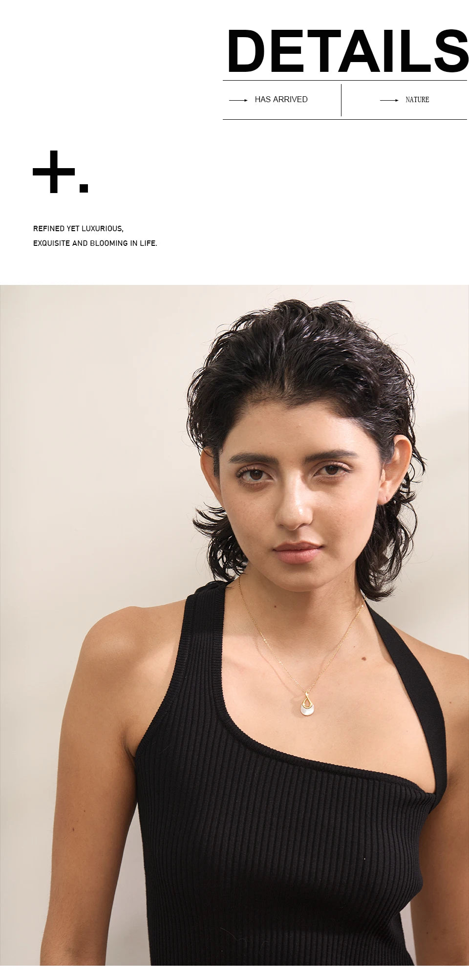 Yhpup Natural Stone Water Drop Exquisite Pendant Chic Necklace 18K Gold Color Plated Stainless Steel Premium Jewelry for Women