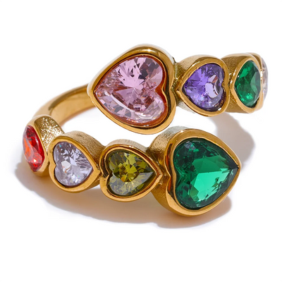 Zirconia Heart Ring in Stainless Steel