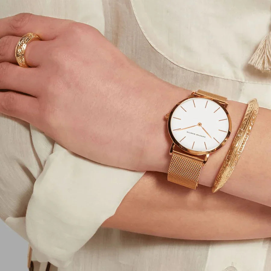 Relógio Feminino Clássico Dourado Hannah Martin: Elegância e Estilo para Mulheres Modernas